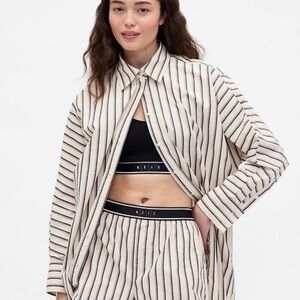 GAP Cream and Black Striped Button Down Shirt